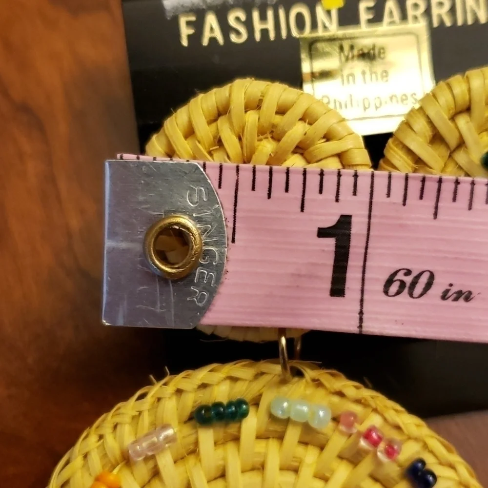 Woven Beaded Large Circle Earrings Pierced New